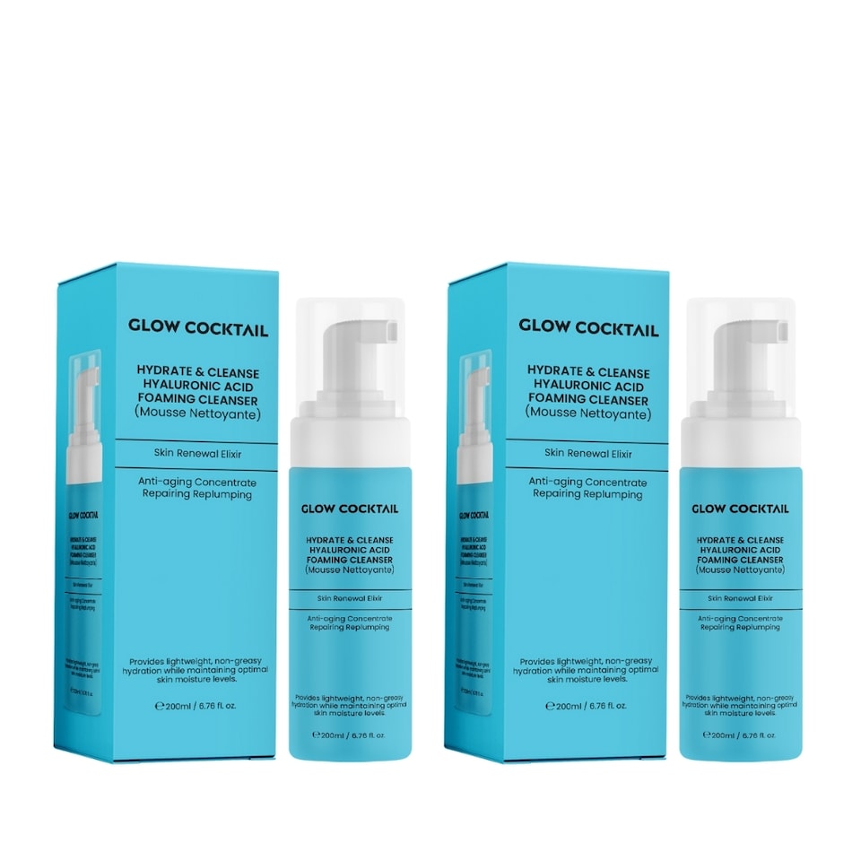 Glow Cocktail 2x Hydrate & Cleanse Hyaluronic Acid Foaming Cleanser 200ml