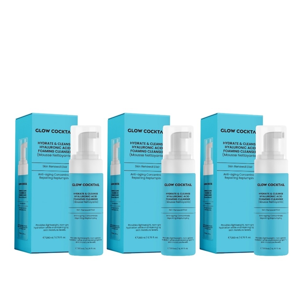 Glow Cocktail 3x Hydrate & Cleanse Hyaluronic Acid Foaming Cleanser 200ml