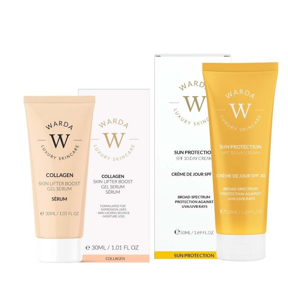 Warda Luxury Skincare Skin Lifter Boost Collagen Gel Serum 30ml + Sun Protection SPF 30 Day Cream 50ml