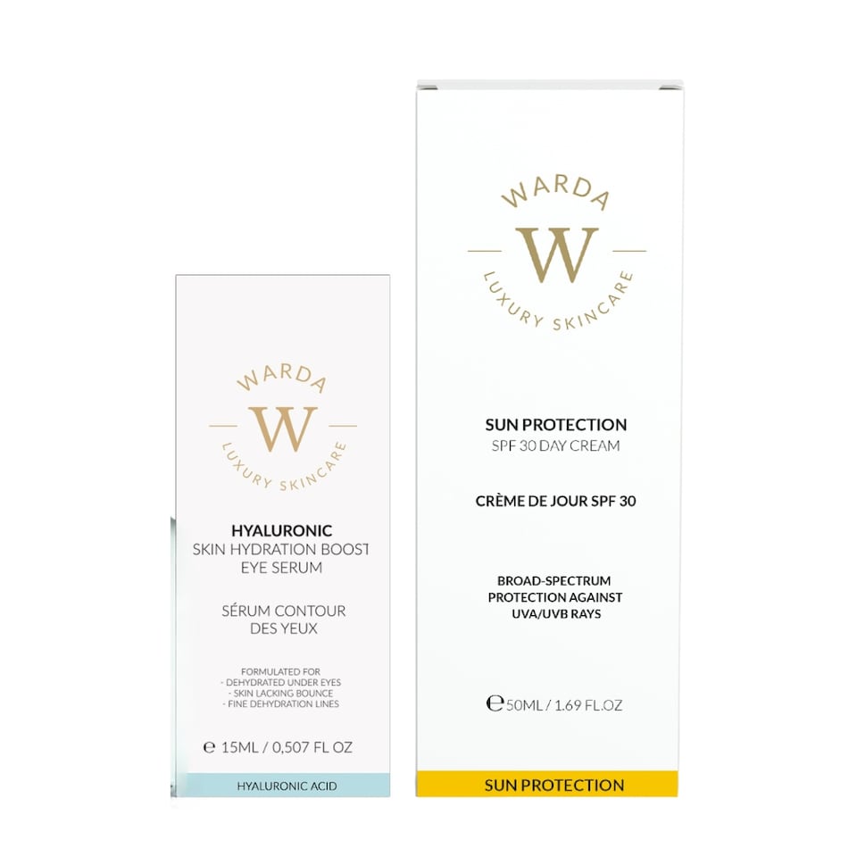 Warda Luxury Skincare Skin Hydration Boost Hyaluronic Acid Gel Serum 30ml + Sun Protection SPF 30 Day Cream 50ml