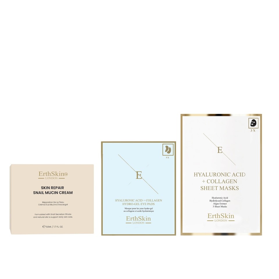 Skin Repair Snail Mucin Cream 50ml + Hyaluronic Acid + Collagen Hydrogel Eye Pads 5 X 2 +  Hyaluronic Acid & Collagen Mask (3 Sheets)