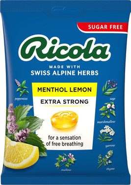 Ricola Menthol Extra Strong Lemon Sf 68g Bag