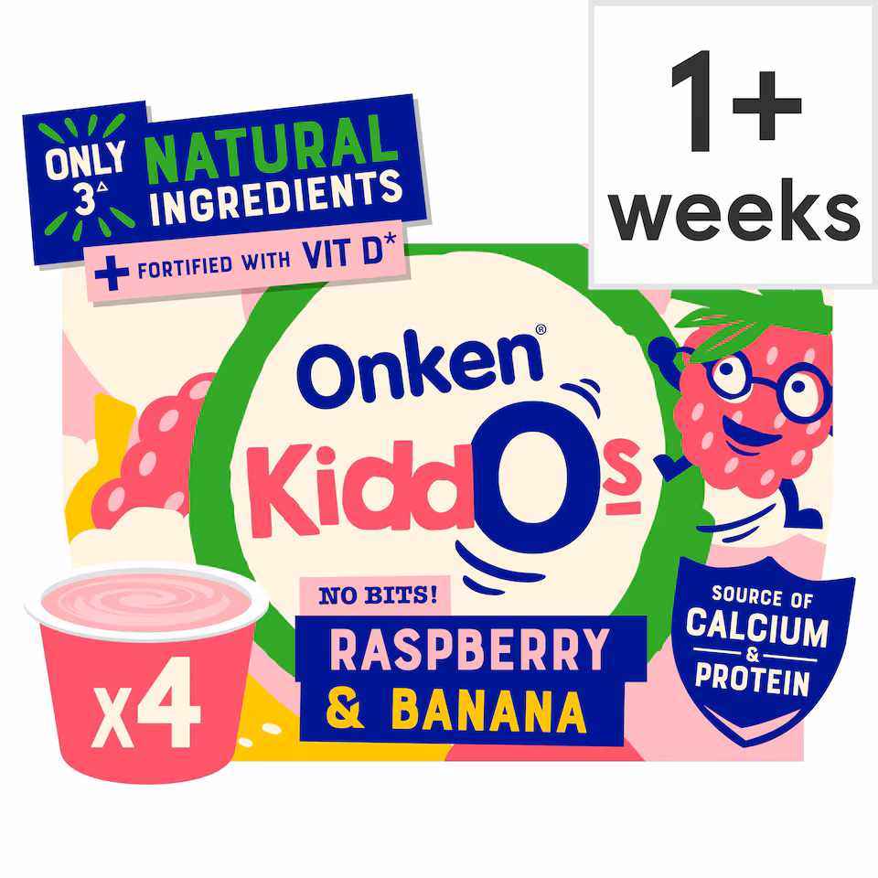 Onken Kiddos Yoghurt Raspberry & Banana 4x90g