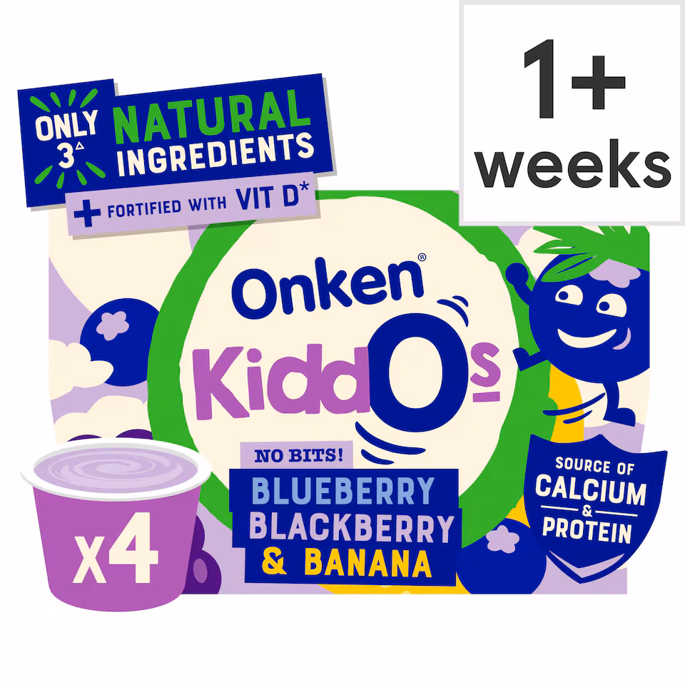 Onken Kiddos Yogurt, Blueberry, Blackberry & Banana 4x90g