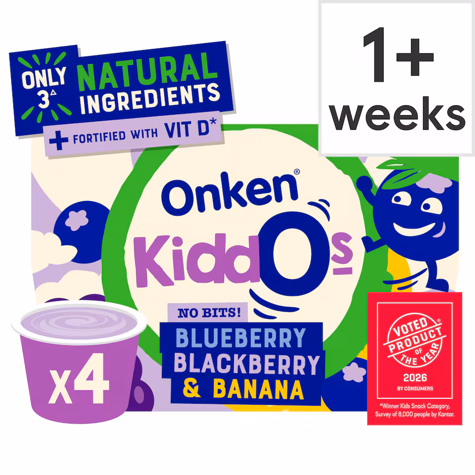Onken Kiddos Yogurt, Blueberry, Blackberry & Banana 4x90g