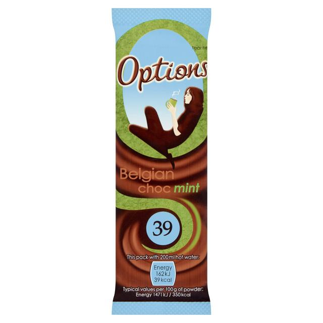 Options Instant Belgian Hot Chocolate Mint Drink 11g
