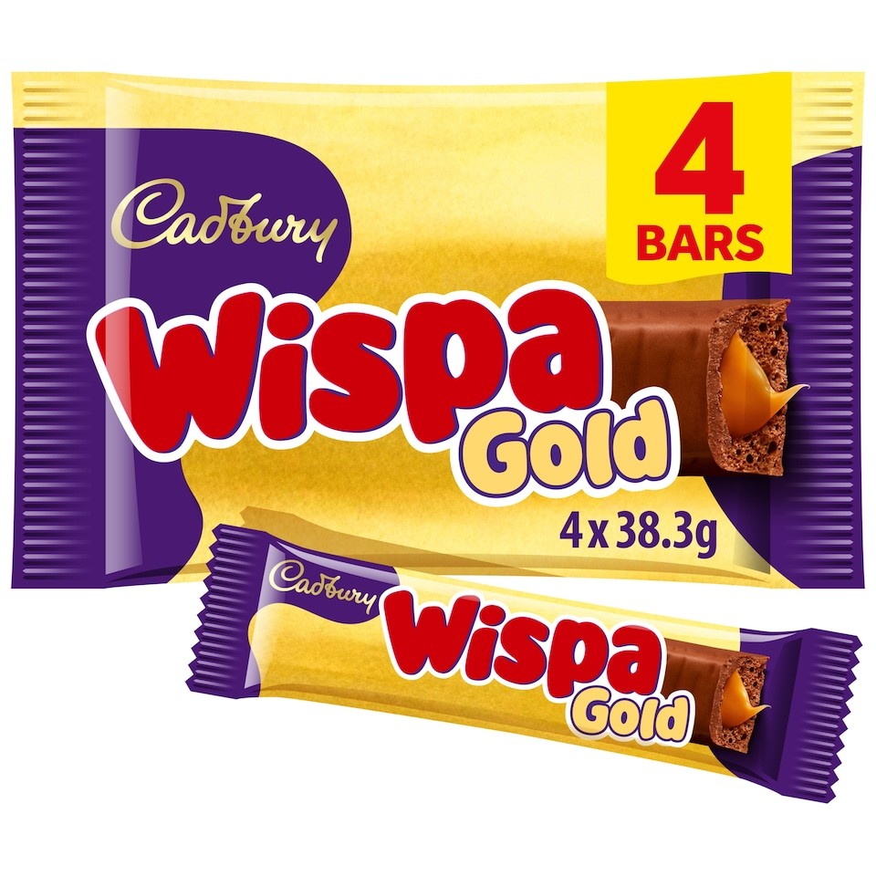 Cadbury Wispa Gold Chocolate Bar 4 Pack Multipack 153.2g