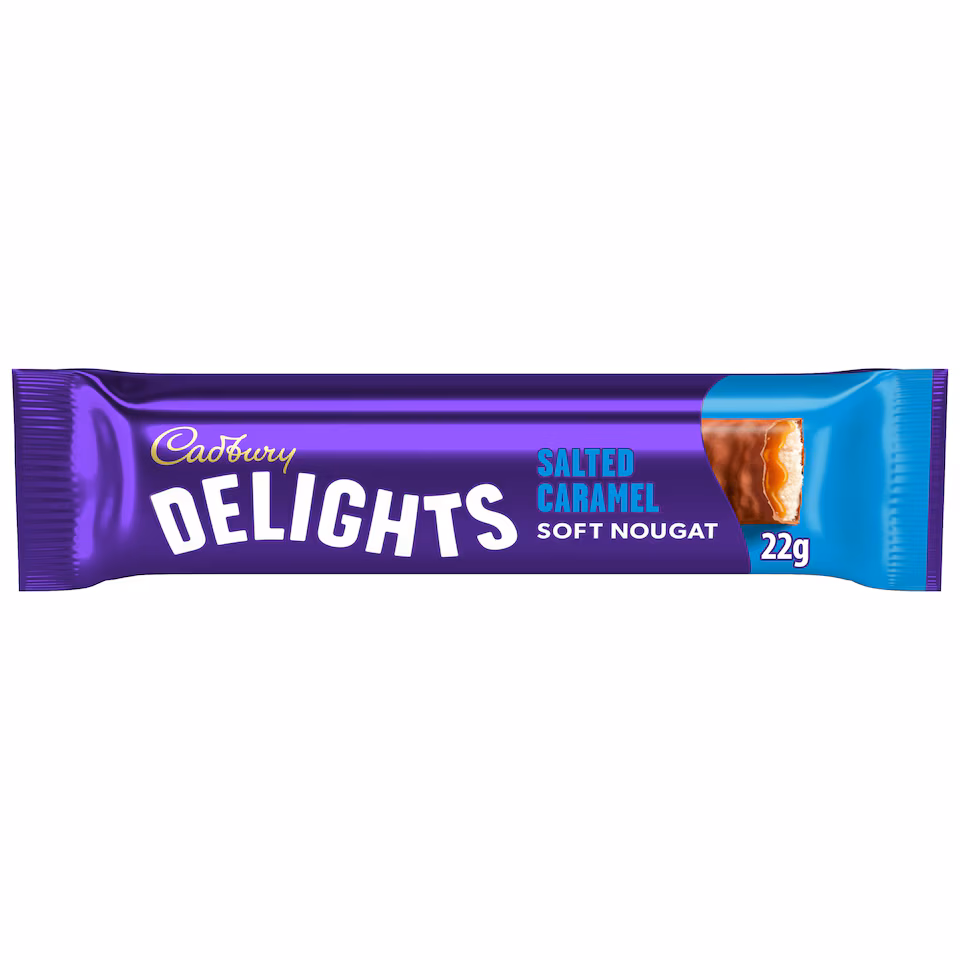 Cadbury Delights Salted Caramel Chocolate Nougat Bar 5 Pack 110g