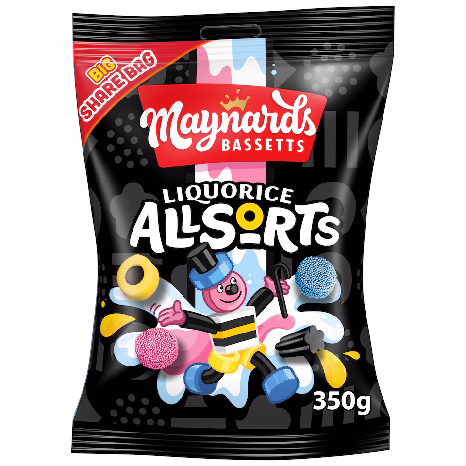 Maynards Bassetts Liquorice Allsorts Sweets Sharing Bag 350G