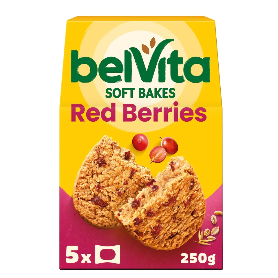Belvita Breakfast Soft Bakes Red Berries Cereal Snack Bars Pack 5 x 50g