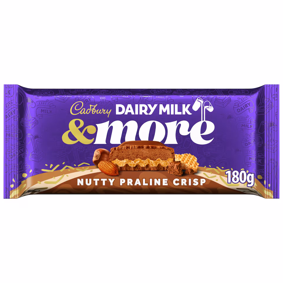 Cadbury Dairy Milk &More Nutty Praline Crisp Chocolate Bar 180g