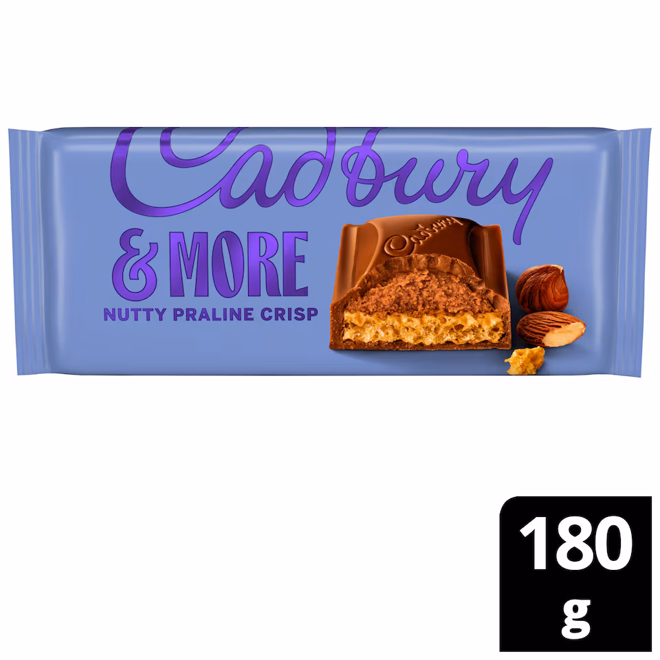 Cadbury Dairy Milk &More Nutty Praline Crisp Chocolate Bar 180g