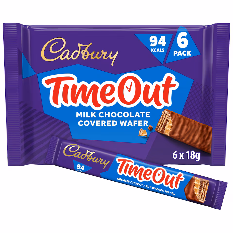 Cadbury Timeout Wafer Chocolate Biscuit Bars 6 Pack 108g