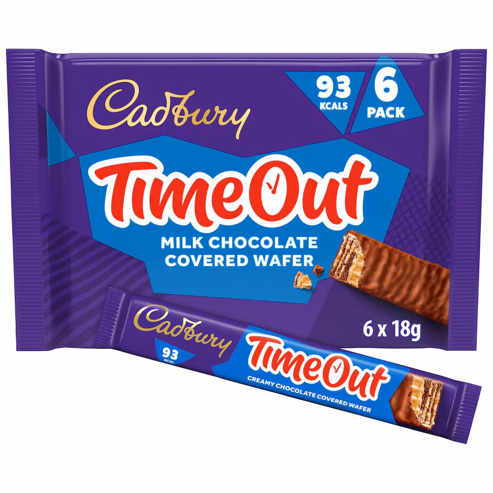 Cadbury Timeout Wafer Chocolate Biscuit Bars 6 Pack 108g