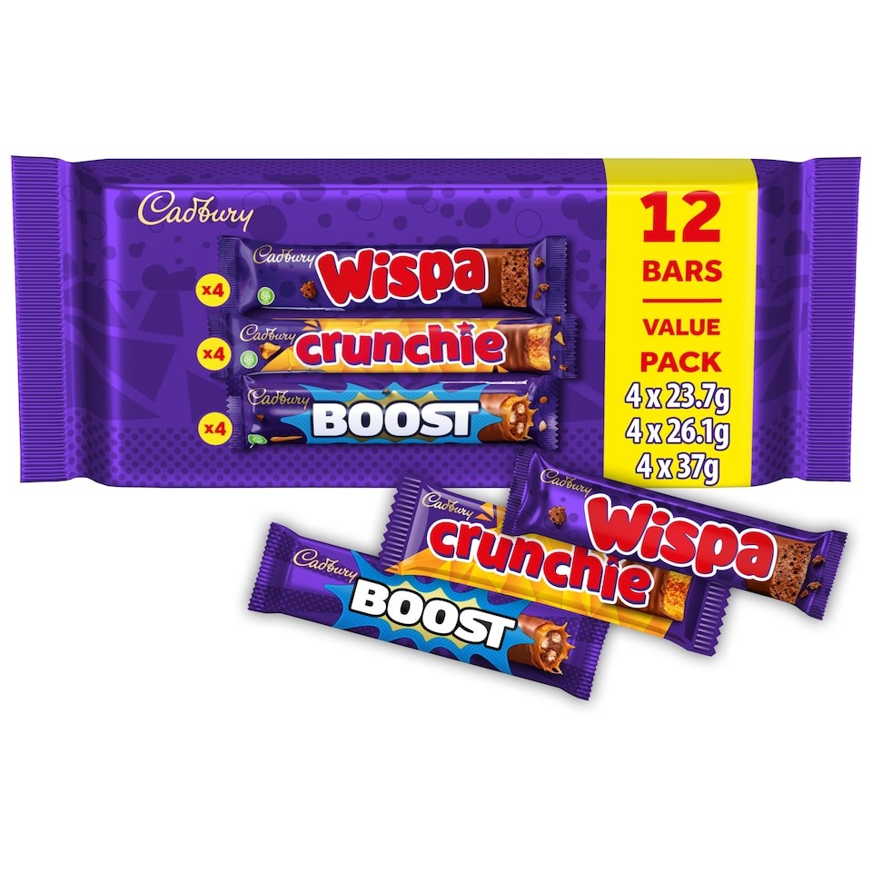 Cadbury Wispa / Crunchie / Boost Mixed Multipack 347.2G 12PK