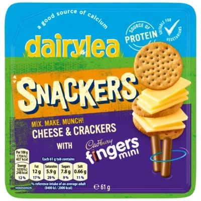 Dairylea Snackers Cheese & Crackers with Cadbury Mini Fingers Cheese Snack 61g