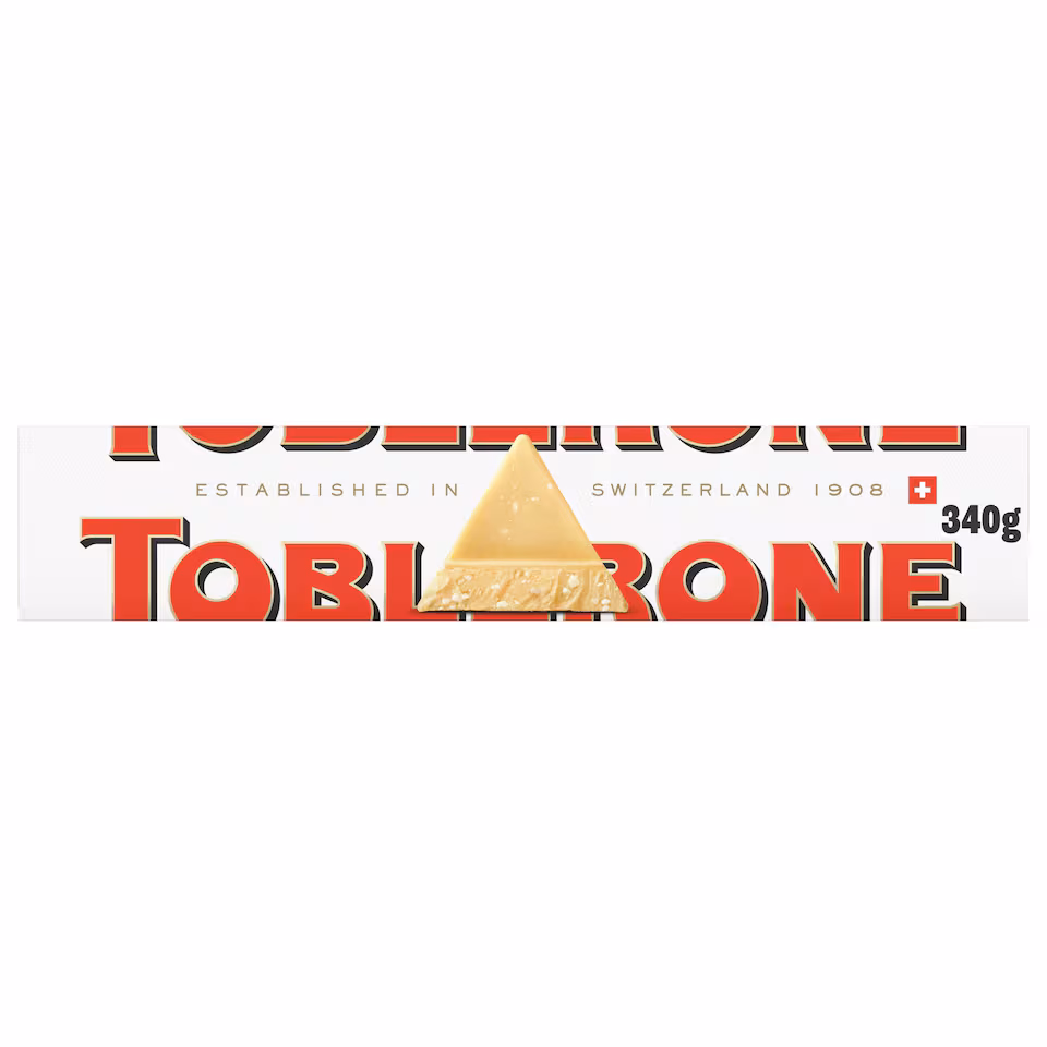 TOBLERONE WHITE CHOCOLATE WITH HONEY & ALMOND NOUGAT 340g