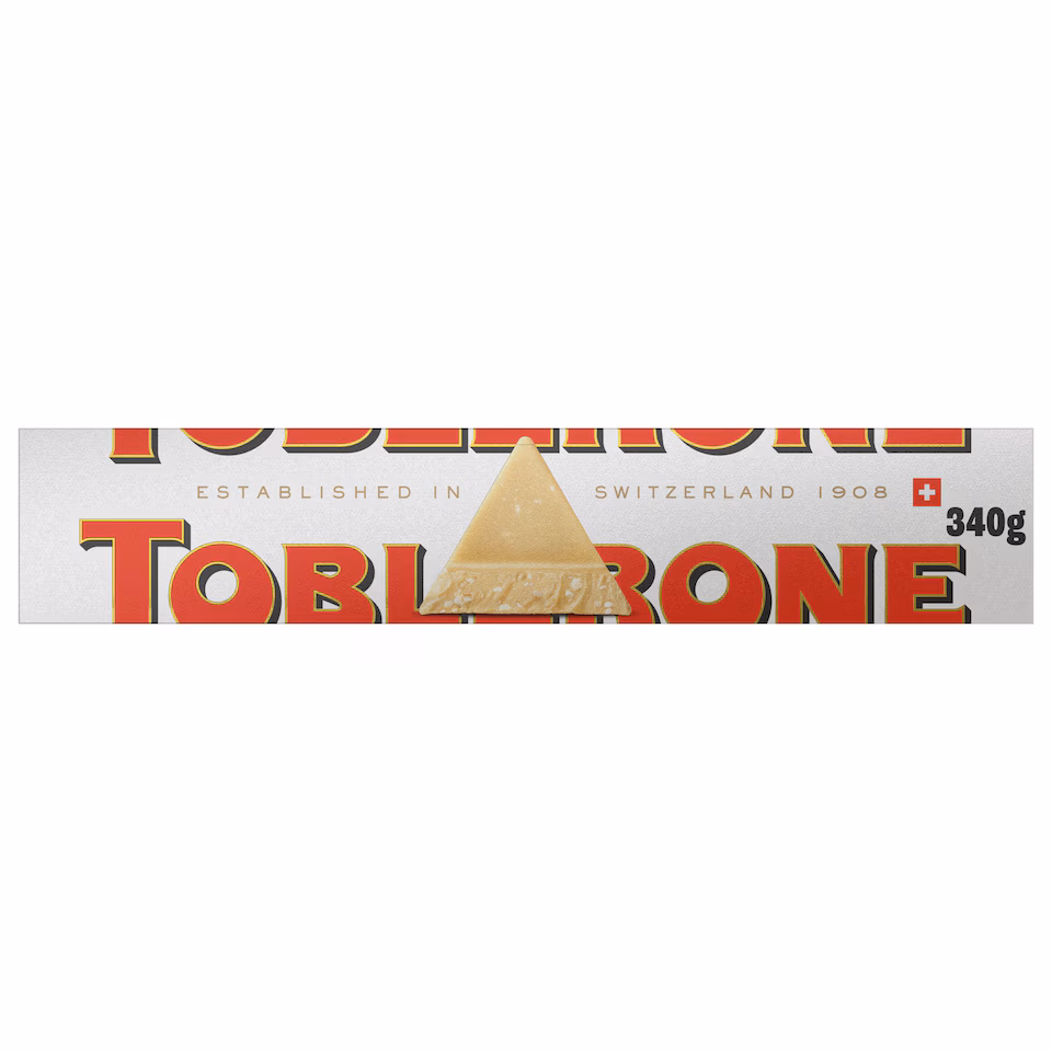 TOBLERONE WHITE CHOCOLATE WITH HONEY & ALMOND NOUGAT 340g
