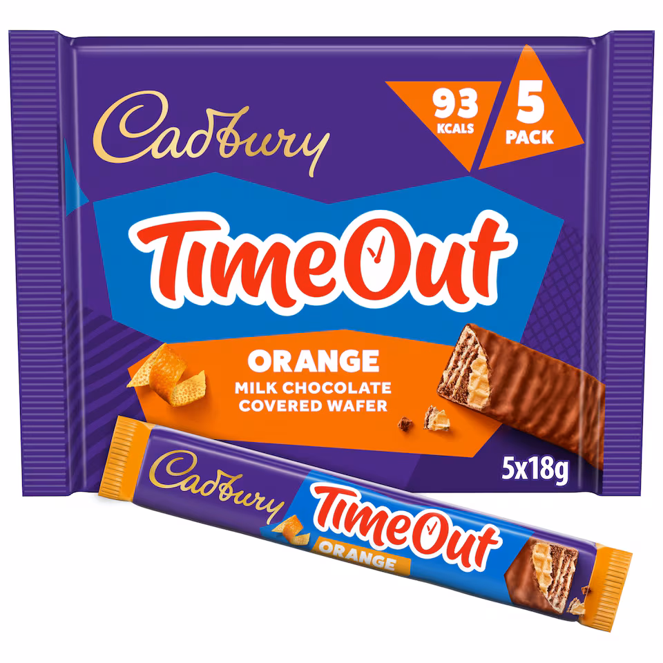 Cadbury Time out Orange Milk Chocolate Covered Wafer 5x 18g