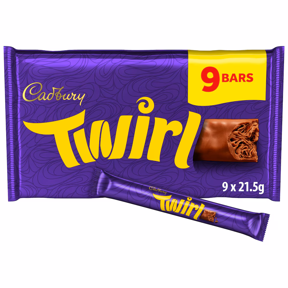 Cadbury Twirl Chocolate Bar 9 Pack Multipack 193.5g