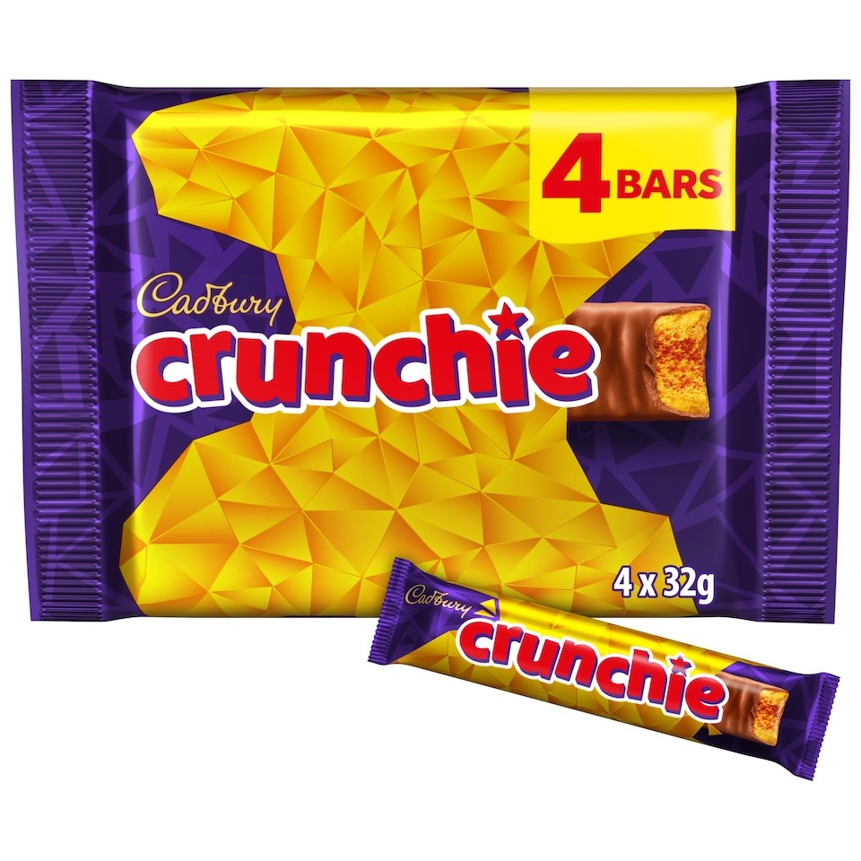 Cadbury Crunchie Chocolate Bar 4 Pack Multipack 128g