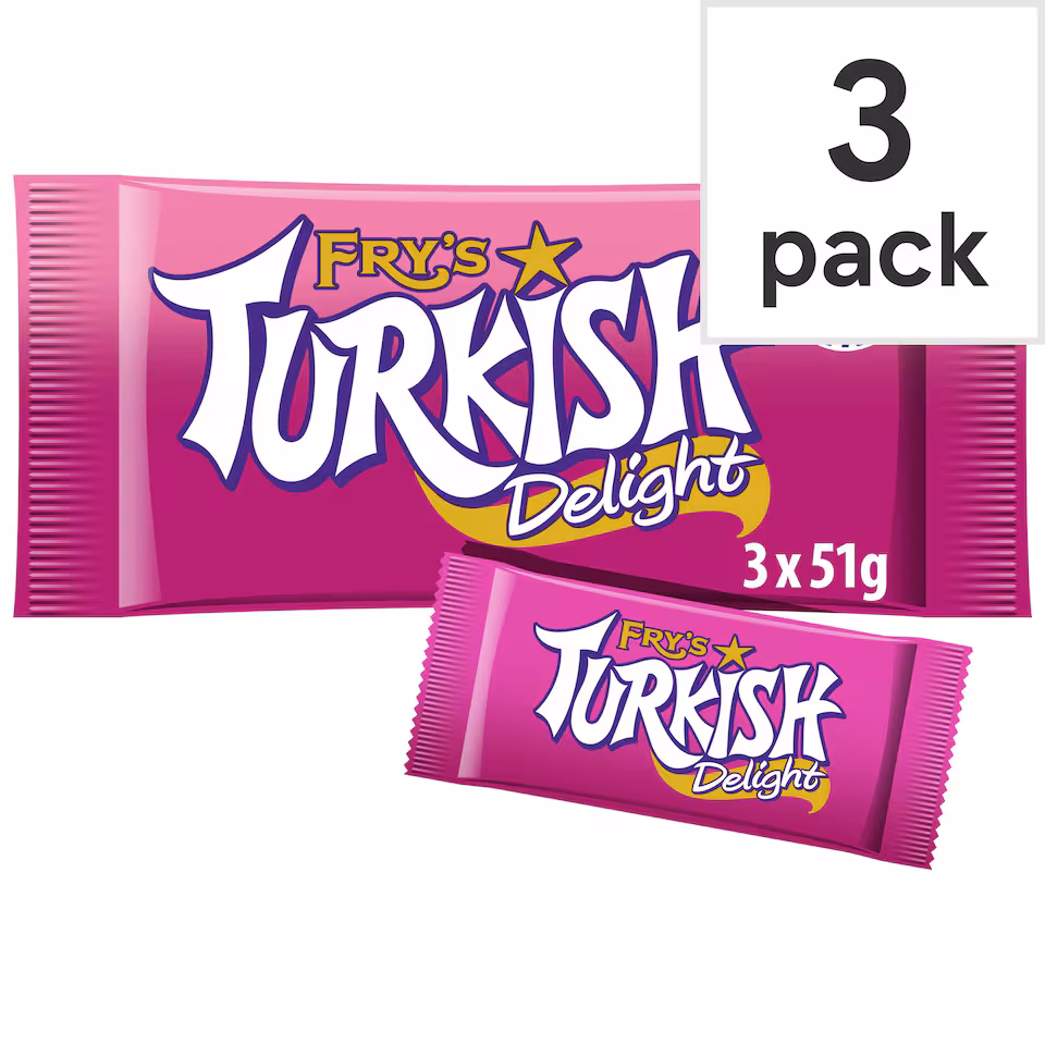 Fry's Turkish Delight Chocolate Bar 3 Pack Multipack 153g