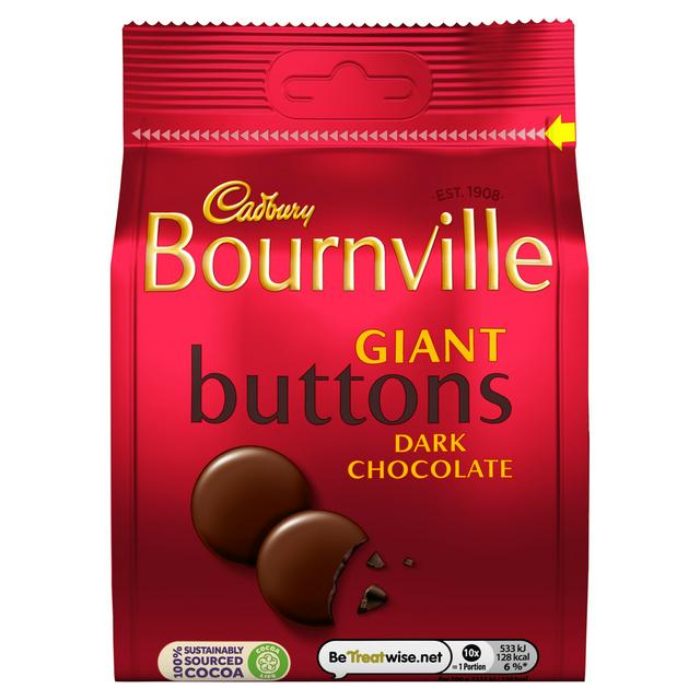 Cadbury Bournville Dark Chocolate Giant Buttons Bag 100g