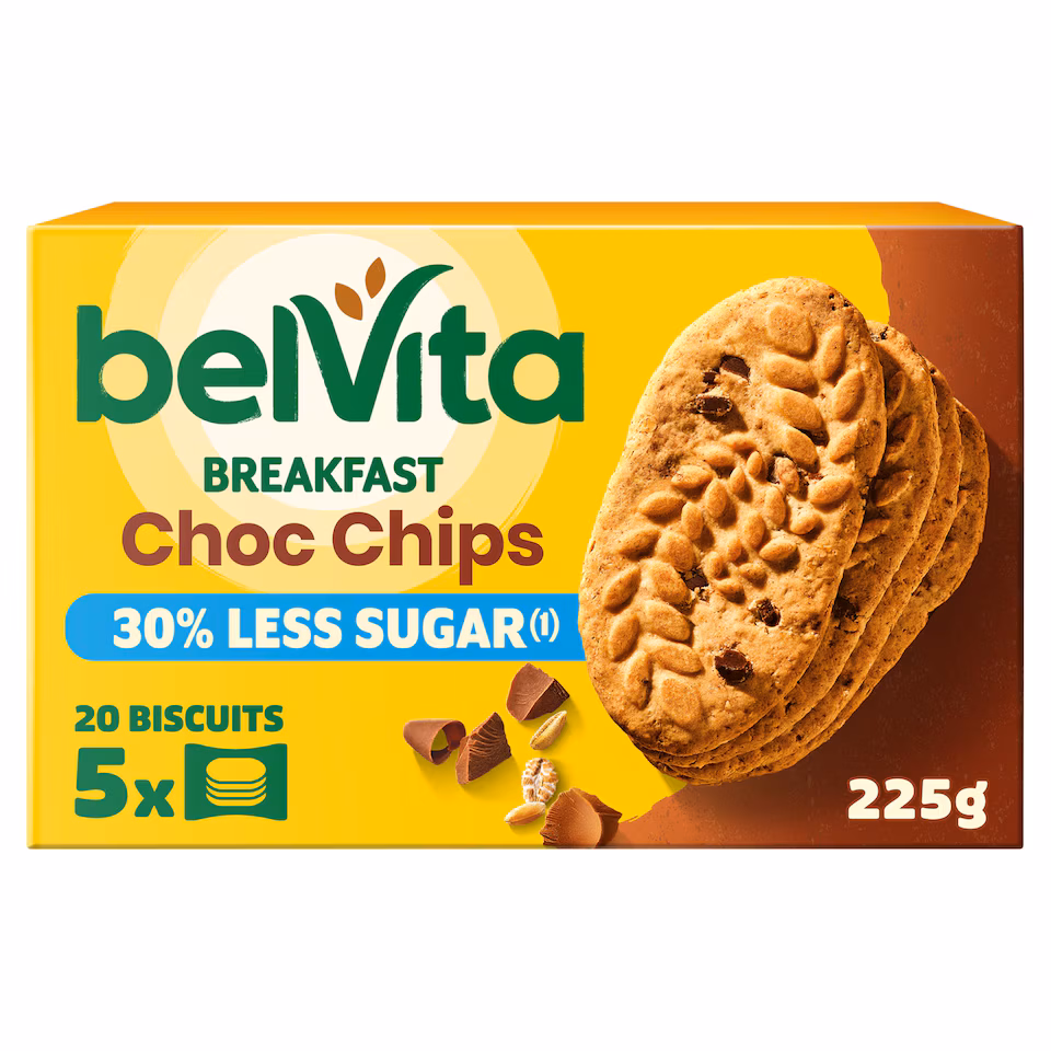 Belvita Cocoa Chocolate Chip Cereal Biscuit Snack Bars Pack 5 x 45g