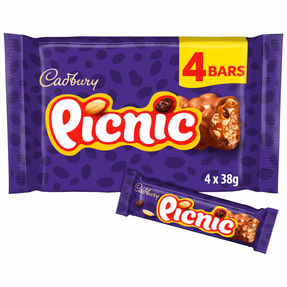 Cadbury Picnic Chocolate Bar 4 Pack Multipack 152g
