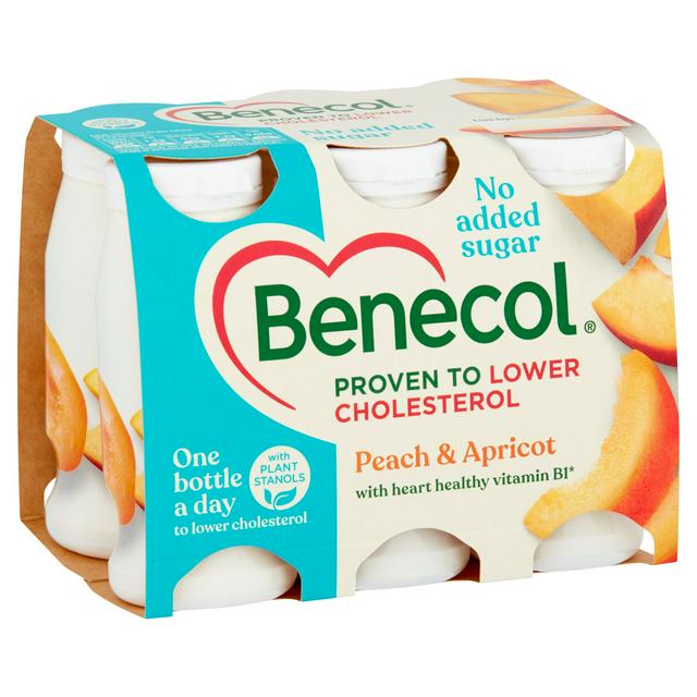 Benecol Peach & Apricot No Added Sugar Yogurt Drink 6x67.5g