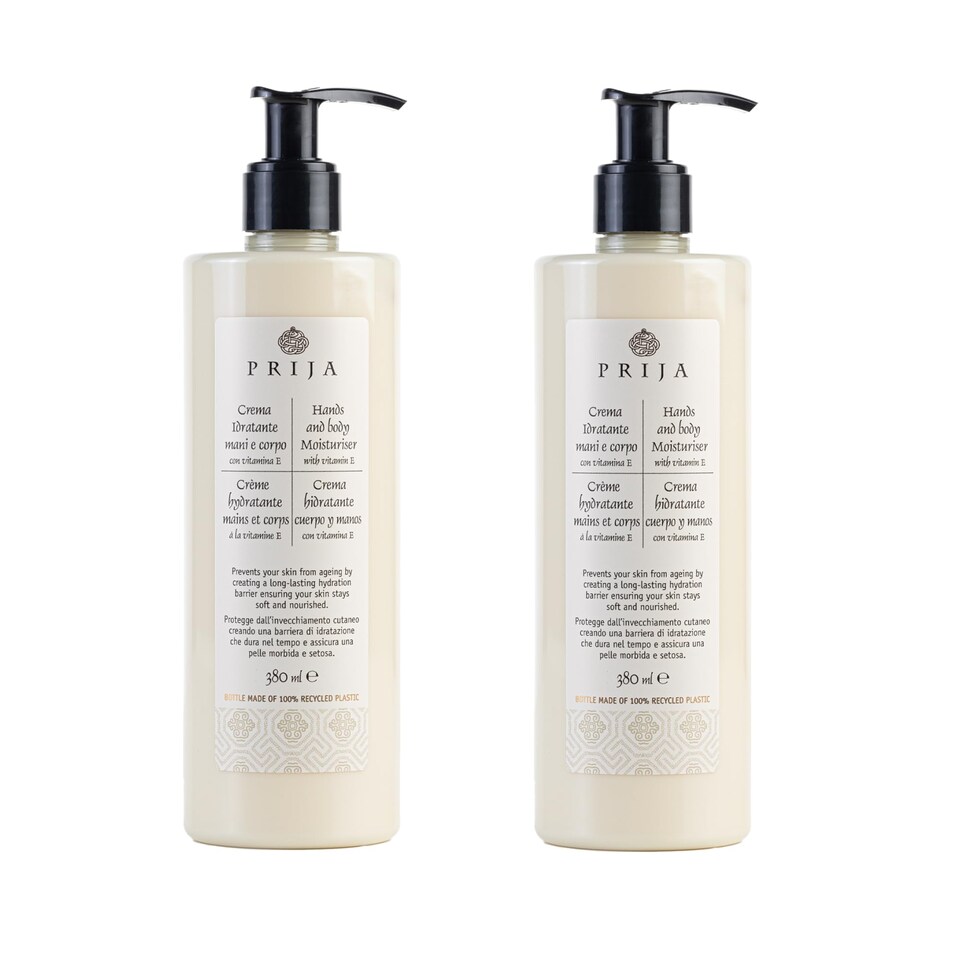 Prija Hands and Body Moisturiser Hydrates and Protects the Skin with Vitamin E, Helps Protect Skin from Ageing by Creating Long Lasting Hidration 2 x 380ml