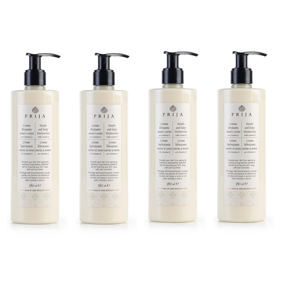 Prija Hands and Body Moisturiser Hydrates and Protects the Skin with Vitamin E, Helps Protect Skin from Ageing by Creating Long Lasting Hidration 4 x 380ml