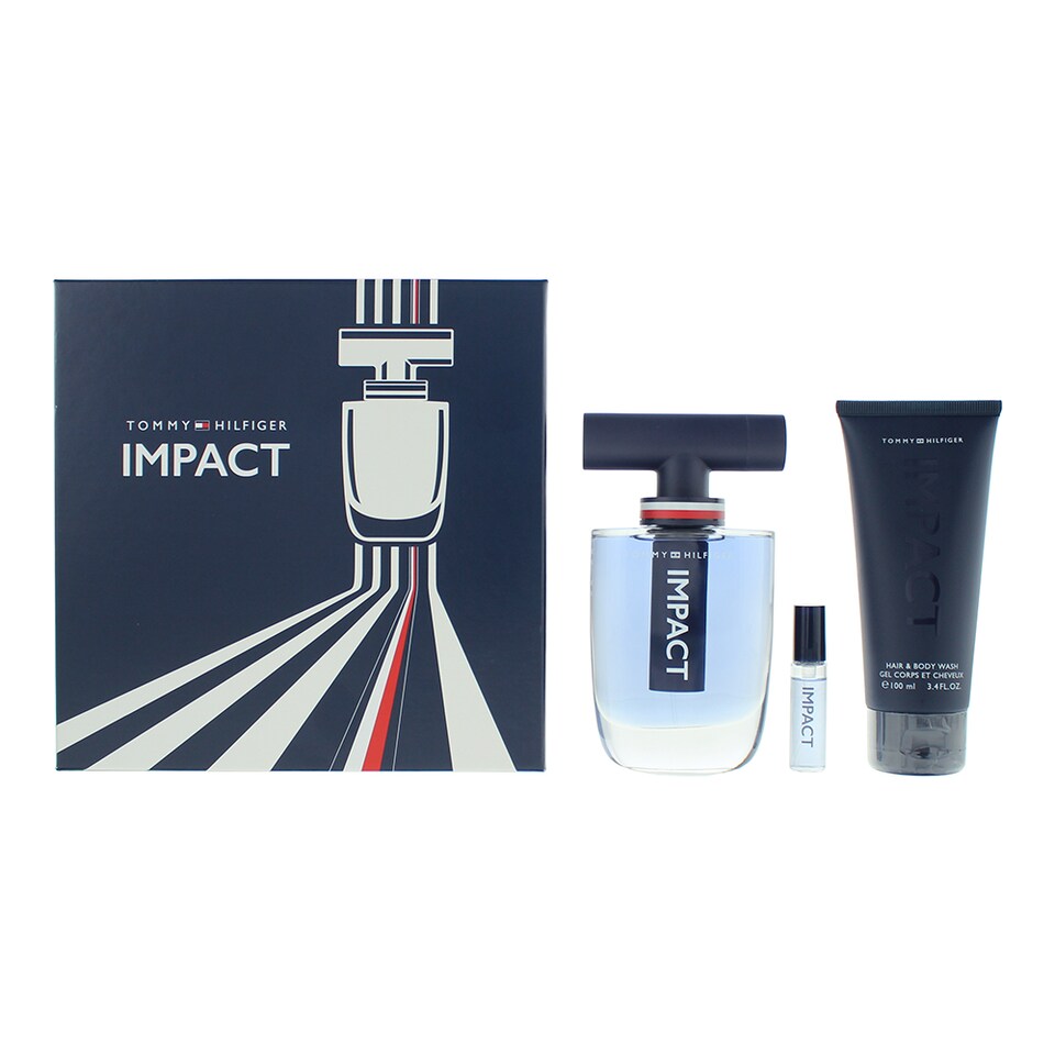 Tommy Hilfiger Impact Gift Set 100ml EDT Spray - Body Wash 100ml - EDT 4ml