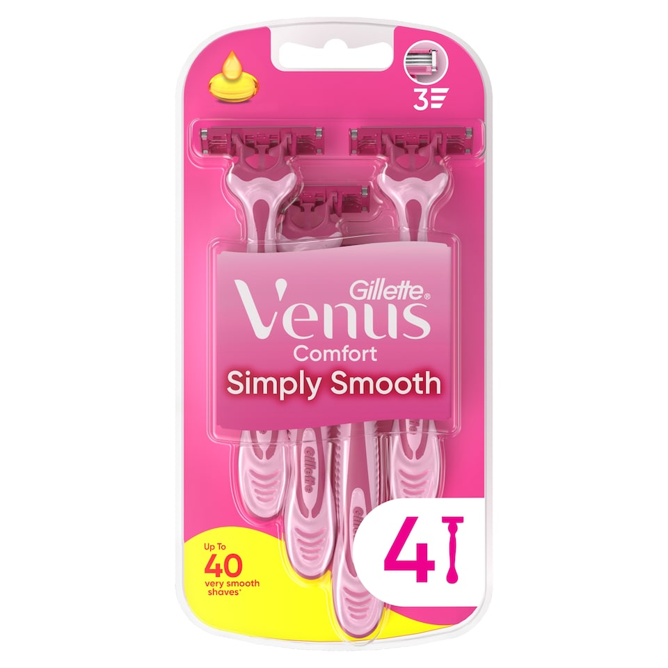 Gillette Simply Venus 3 Blade Disposable Razors 4 Pack