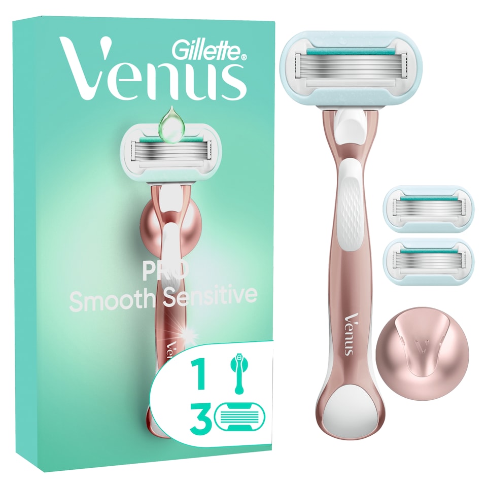 Gillette Venus Deluxe Smooth Sensitive Rose gold Razor + 3 Blades