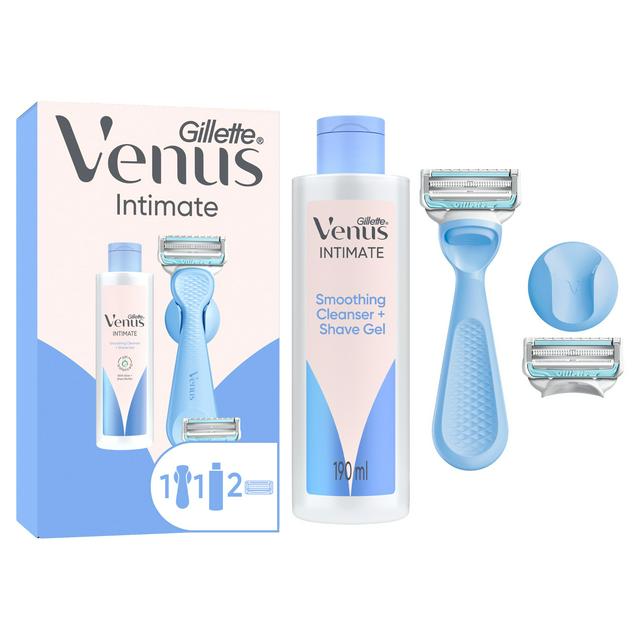 Gillette Venus For Pubic Hair & Skin Women's Razor 2 Blades 2in1 Shave Gel & Cleanser