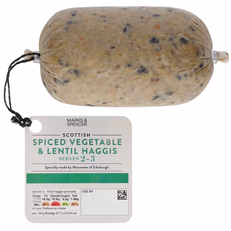 M&S Spiced Vegetable and Lentil Haggis