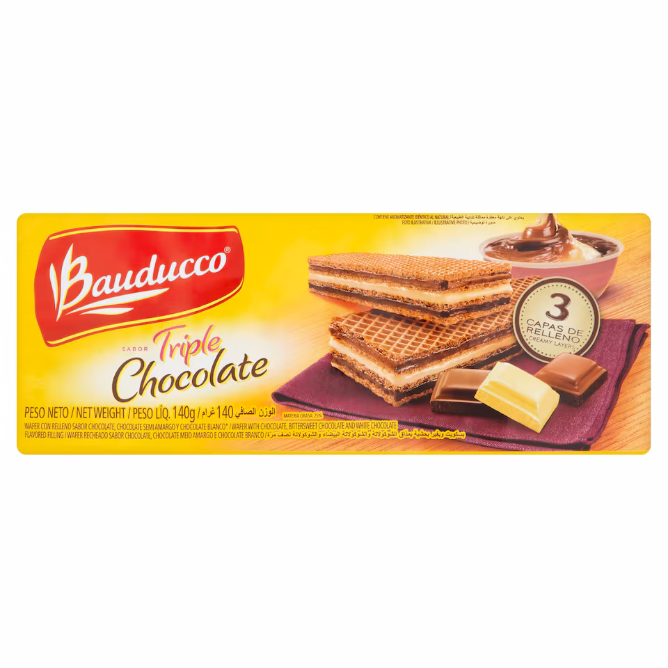 Bauducco Wafers With Triple Chocolate Filling 140G