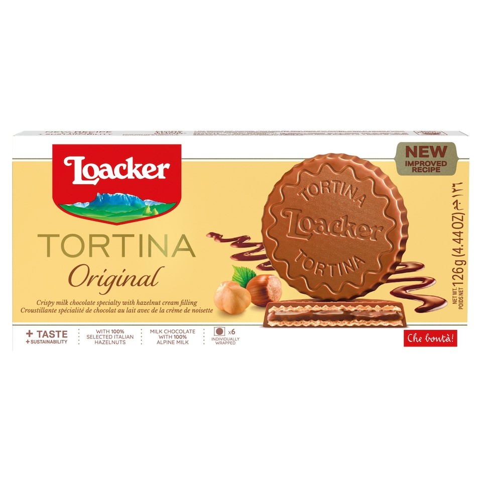 Loacker Tortina Original Milk Chocolate & Hazelnut Cream Wafer Rounds 6 x 21g