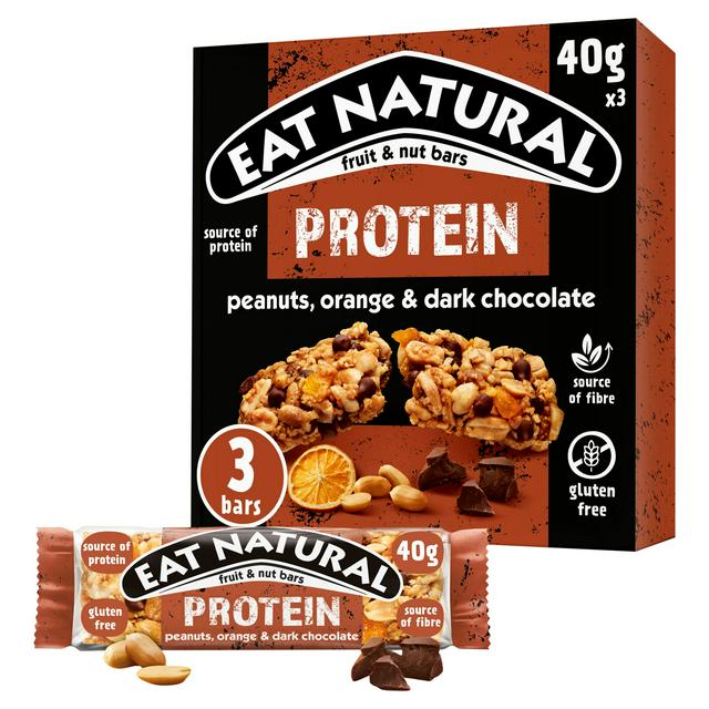 Eat Natural Protein Peanuts Orange Dark Chocolate Fruit & Nut Cereal Bars 3x40g
