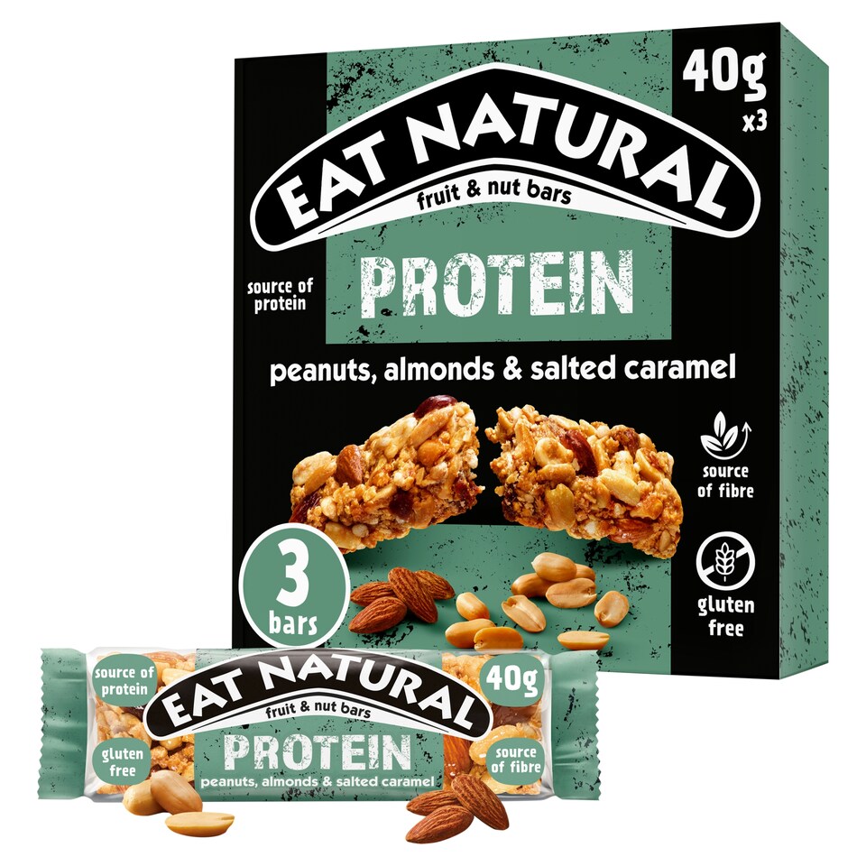 Eat Natural Fruit & Nut Protein Bars with Peanuts, Almonds & Salted Caramel 3 x 40g