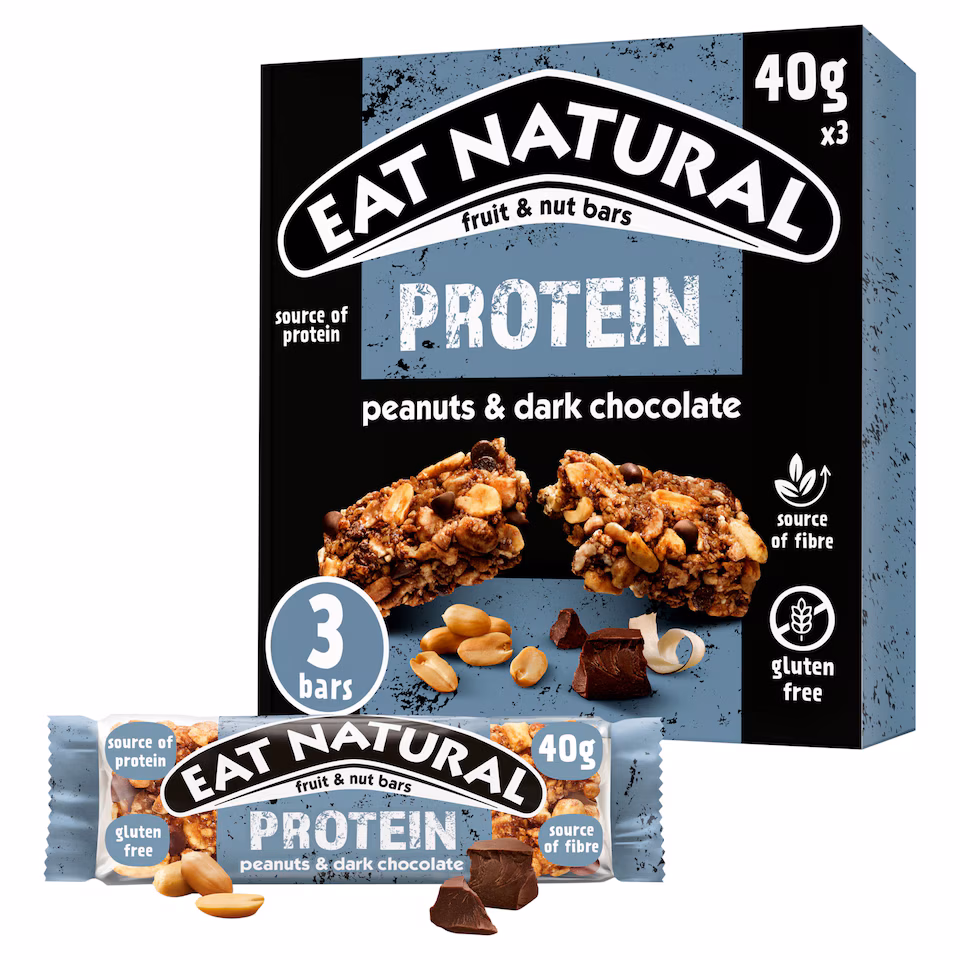 Eat Natural Protein Fruit & Nut Bars - Peanuts & Dark Chocolate 3 x 40g