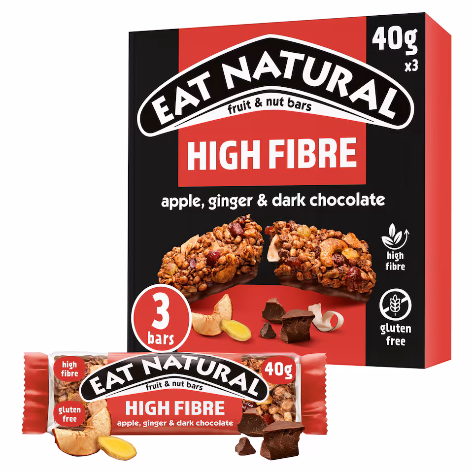 Eat Natural Fruit & Nut Bars - Apple, Ginger & Dark Chocolate 3 Pack 40g