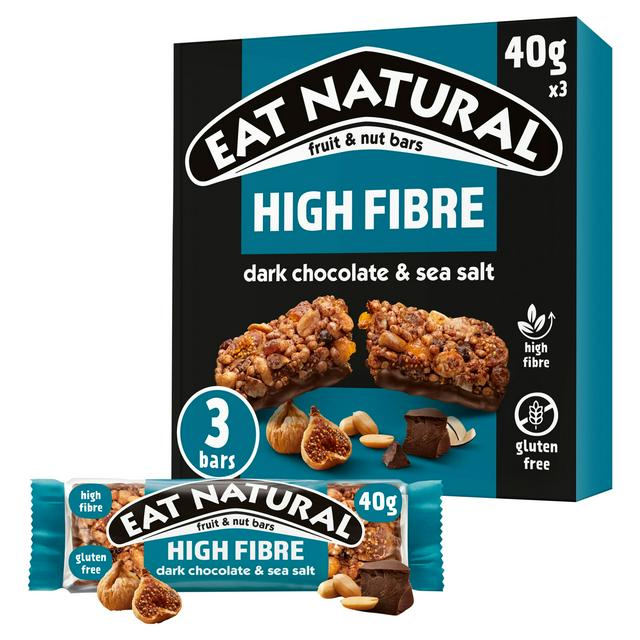 Eat Natural Fibre Dark Chocolate Sea Salt Fruit & Nut Cereal Bars 3x40g