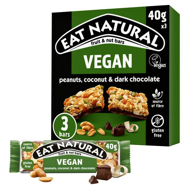 Eat Natural 3 x 40g Peanuts, Coconut & Dark Chocolate Fruit & Nut Cereal Bars