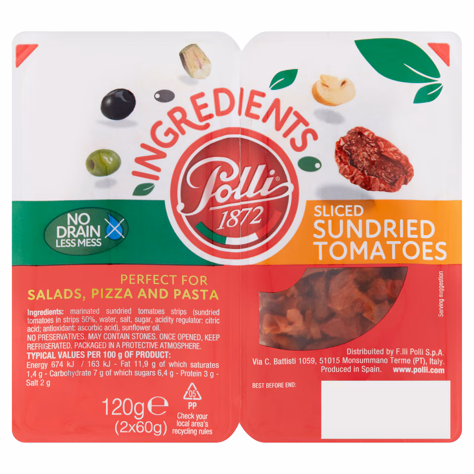 Polli Ingredient Sliced Sundried Tomatoes 120G