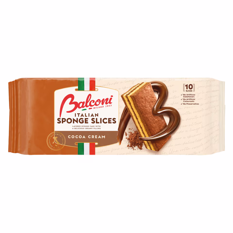 Balconi Italian Sponge Slices Cocoa Cream 10 x 28g