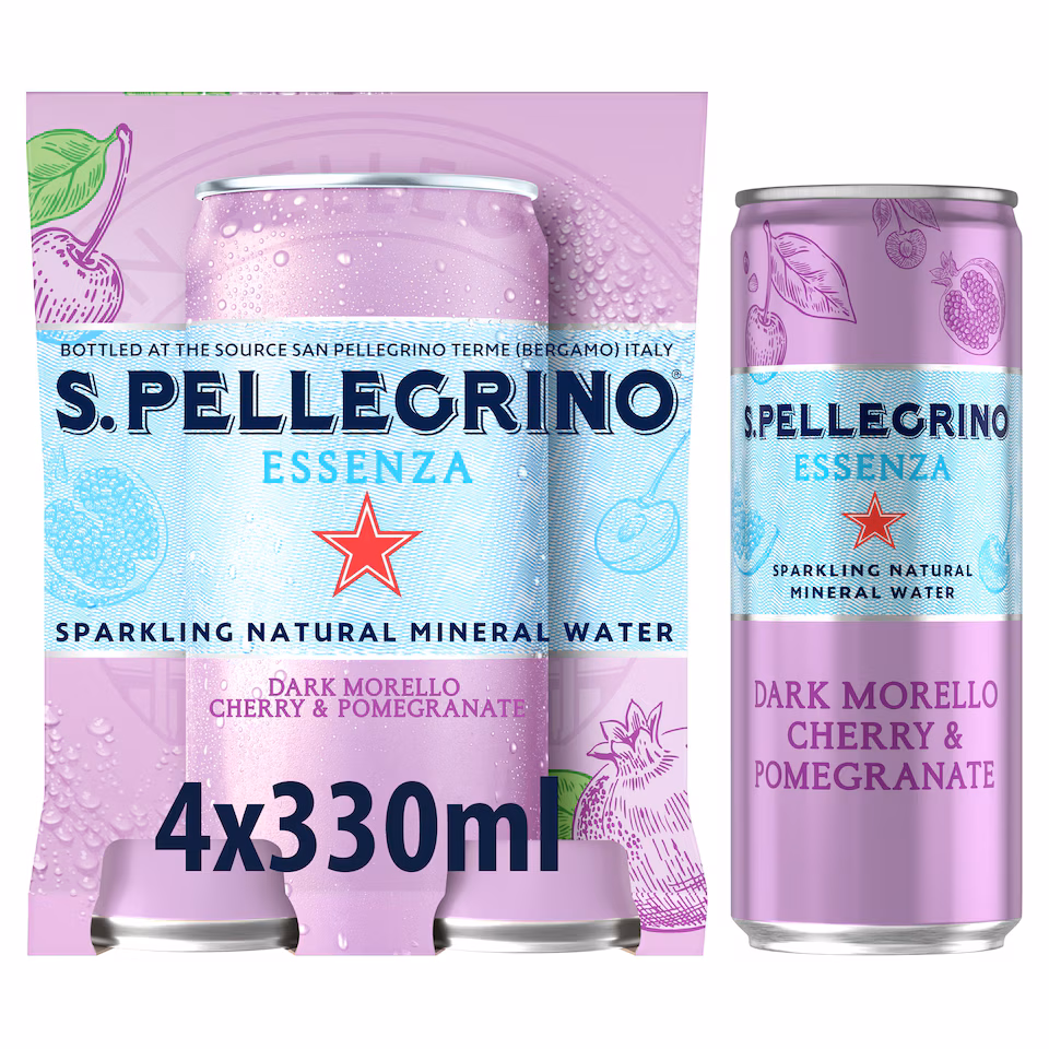 San Pellegrino Essenza Infused Sparkling Water Cherry & Pomegranate 4x330Ml