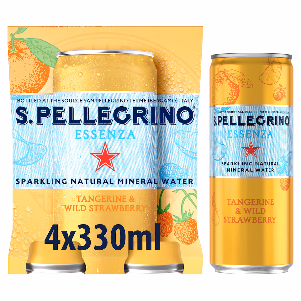 San Pellegrino Essenza Infused Sparkling Water Tangerine & Strawberry 4x330Ml
