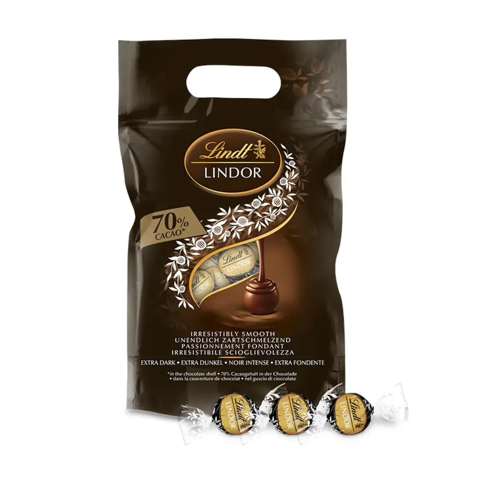 Lindt Lindor 70% Dark Chocolate Truffles – 1kg Bag (Approx. 80 Balls) – Smooth Filling – Christmas, Gift, Birthday, Congratulations, Sharing Treat